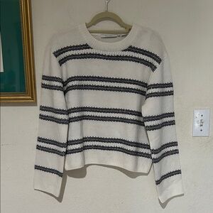 Harper Lane Merino Wool Blend Striped Black and White Sweater size S
